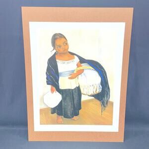Diego Rivera's 1939 "Niña con Cesto" (Girl with Basket) Board Mounted Print
